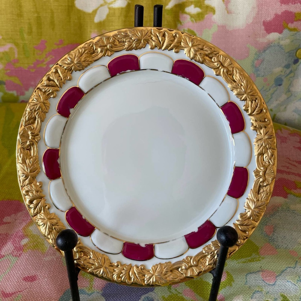Vintage Meissen dessert plate rare golden  Pink and Gold